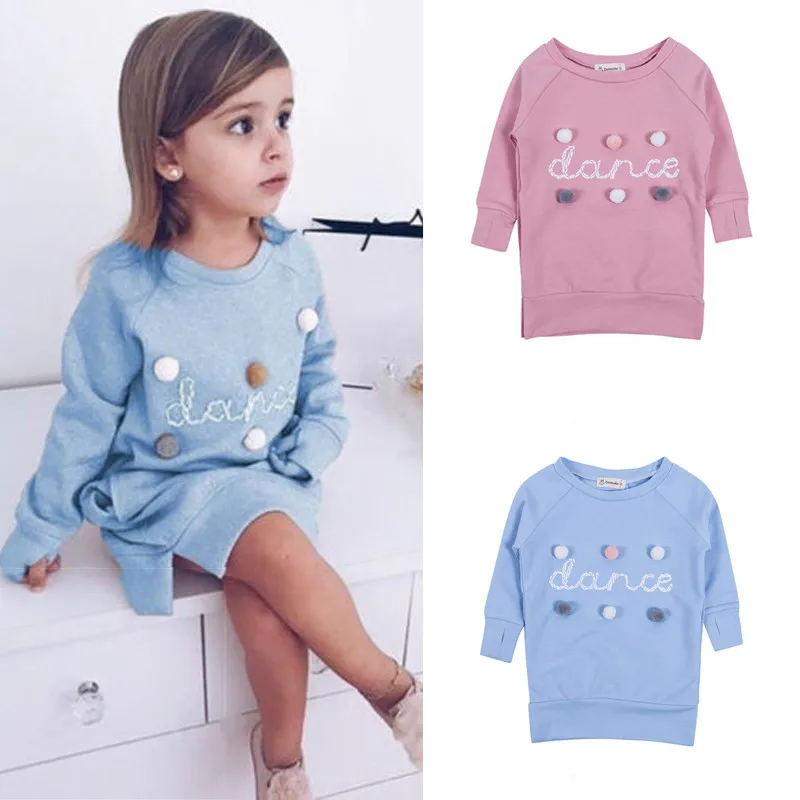 Детское теплое осенне-зимнее платье-свитер для маленьких девочек с длинным