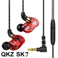 qkz sk7 copper driver wired earphone musician monitor headphone hifi stereo headset noise reduction earbuds mic fone de ouvido