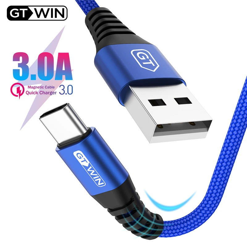 GTWIN 1M 2M Type C USB Cable 3A Fast Charger Cable For Samsung S9 S10 HUAWEI 3A Charging Wire USB C Data Cable Xiaomi mi9 LG