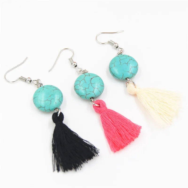 Женские Висячие серьги с разноцветными синими бусинами 1 пара летние ювелирные