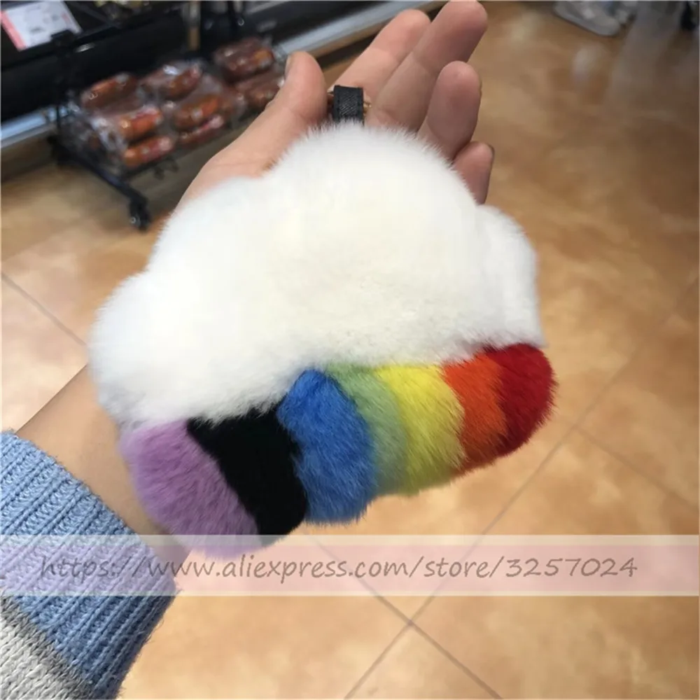 Брелок Magicfur-Fur Cloud Настоящий мех кролика Pom Ball Сумочка с брелоком Шарм брелок-Подвеска Аксессуары