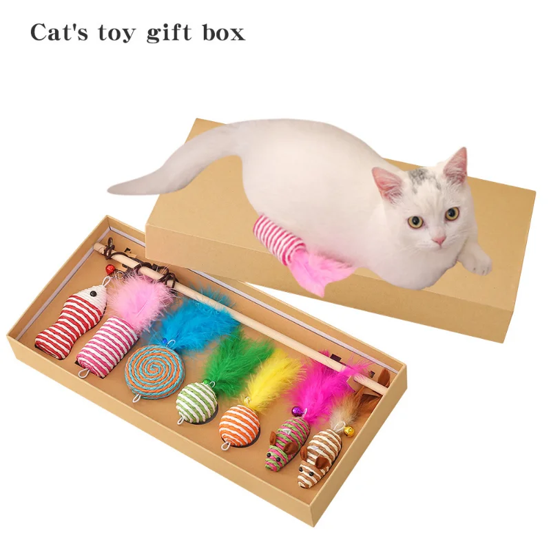 

Funny cat stick cat toy sisal wooden pole funny cat cat toy set pet supplies set