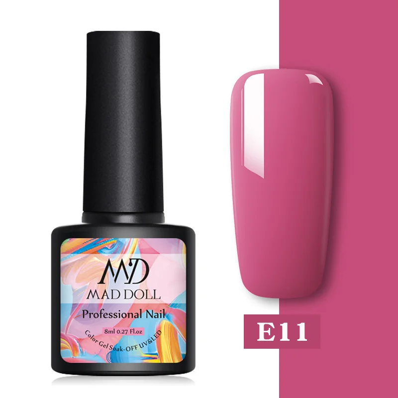 29-E11 MAD DOLL, 8 мл, 60 цветов, Гель-лак для ногтей, розовый, красный, зеленый, чистый цвет для ногтей, отмачиваемый УФ-Гель-лак, лак для маникюра, Гель-лак - Цвет: 29-E11