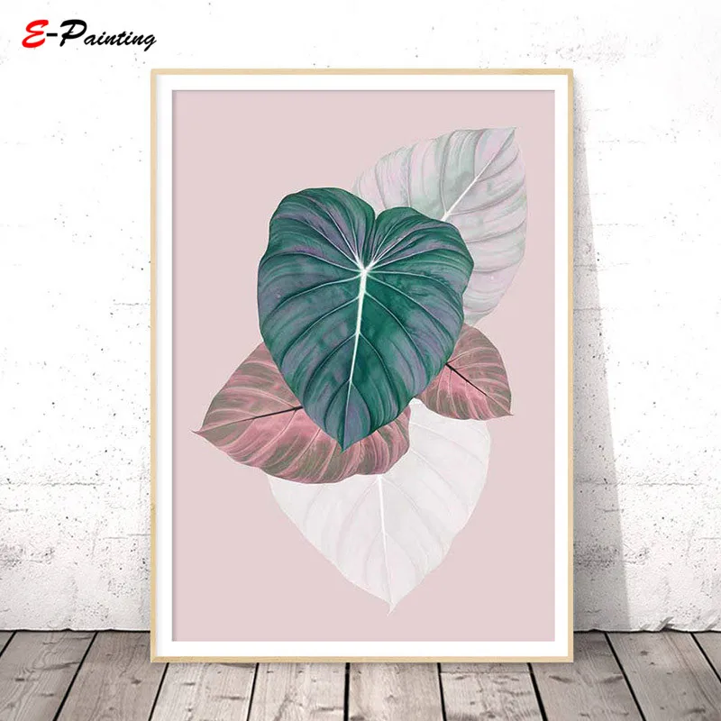 Современный настенный постер с тропическим принтом листьев Румяна розовая