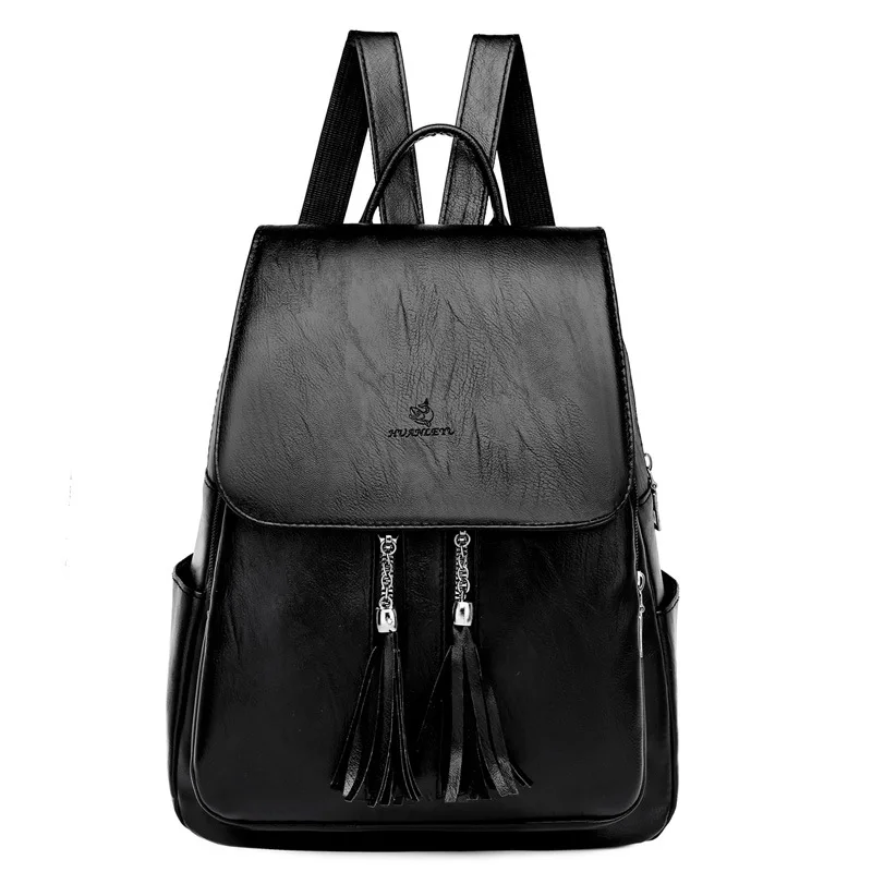 Женские маленькие черные рюкзаки Scione Молодежные из искусственной кожи для