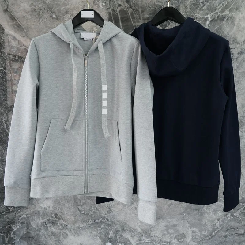 

Fashion TB 2021 Thom Brand Spring Autumn hooded Cardigan Clothing Cotton Men Sweatshirts Hoodies Solid Casual Sportswear Coat