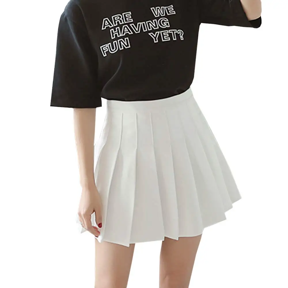 

Женская модная Однотонная юбка в Корейском стиле, летняя плиссированная короткая юбка А-силуэта с высокой талией, повседневная одежда для м...