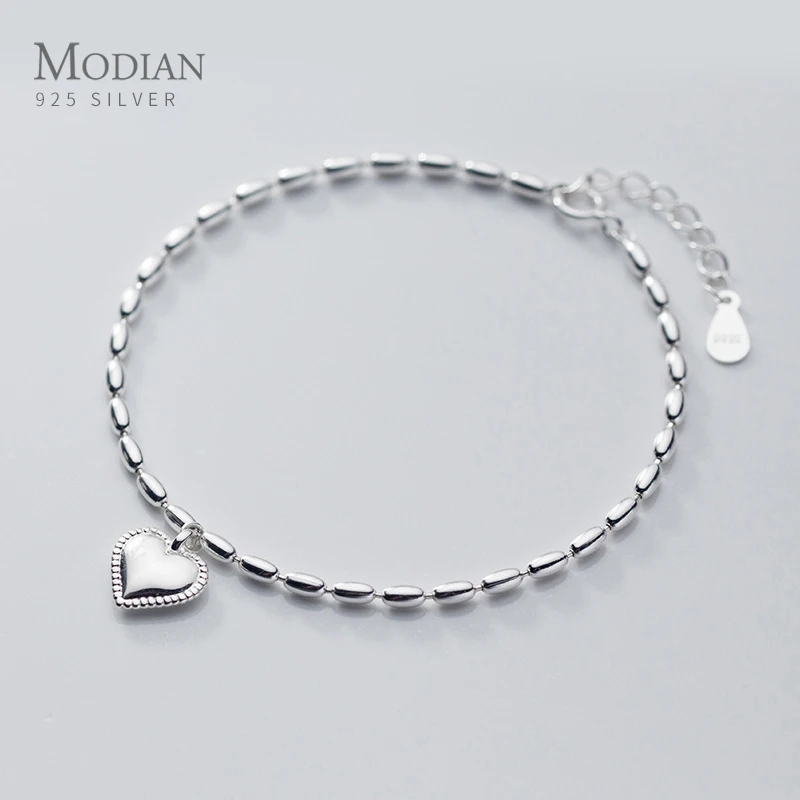 Modian Высокое качество 100% 925 стерлингового серебра в форме сердца браслет для