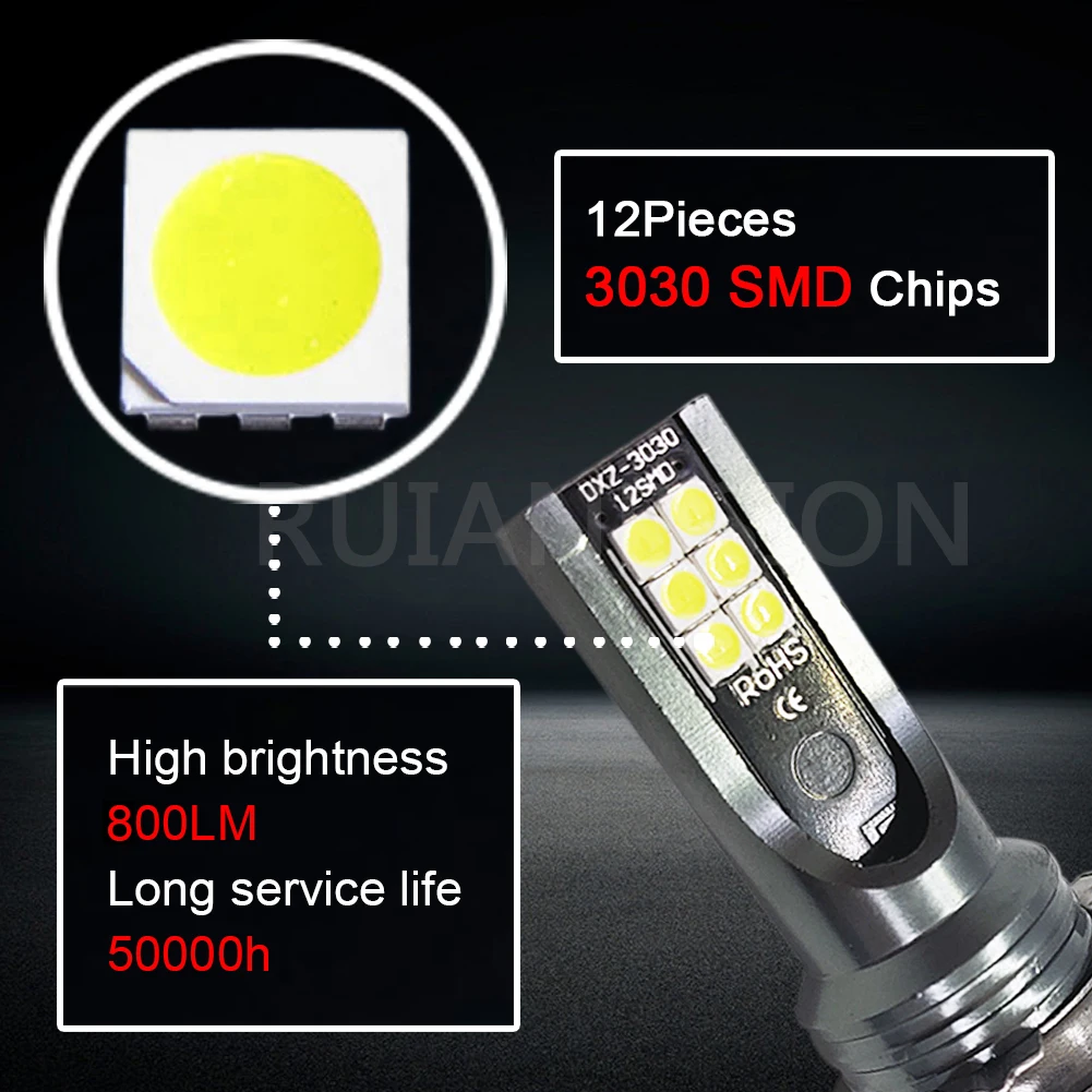 RUIANDSION 2 шт. 12 3030SMD 800Lm H11B H8B Энергоэффективный светодиодный противотуманные лампы