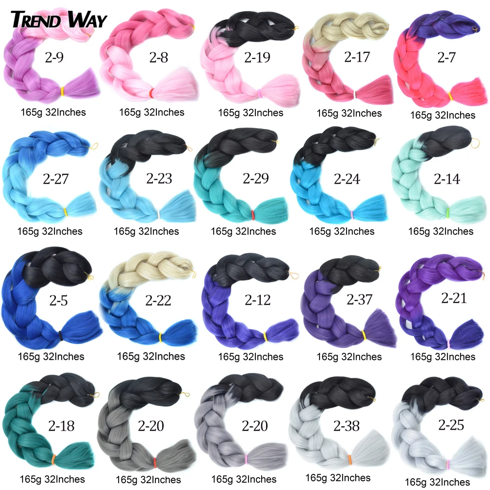 Синтетические 32-дюймовые Омбре Джамбо плетеные волосы длинные прямые пряди