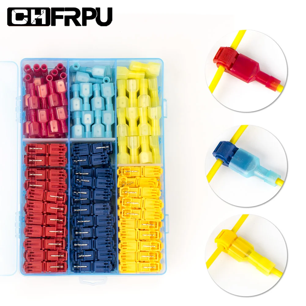 

50Pcs（25set）Quick Type T Electrical Cable Connectors Straight Lock Crimping Wire Connector Waterproof Insulated Wire Terminal