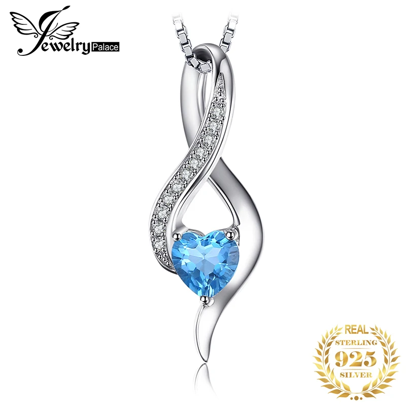 Jewelrypalace сердце любовь 0.6ct натуральная SWIS сине белые топаз кулон 925 стерлингов