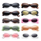 Солнцезащитные очки унисекс, маленькие модные популярные винтажные овальные солнечные очки с леопардовым принтом желеобразных цветов, с защитой UV400