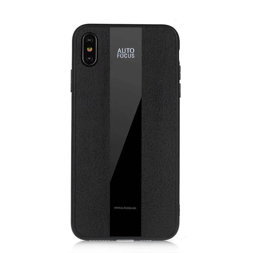 Для Coque iPhone XS MAX XR 10 8 7 6s Plus противоударный кожаный чехол стеклянный чехол для телефона для funda iPhone7 iPhone8 силиконовый корпус - Цвет: Black