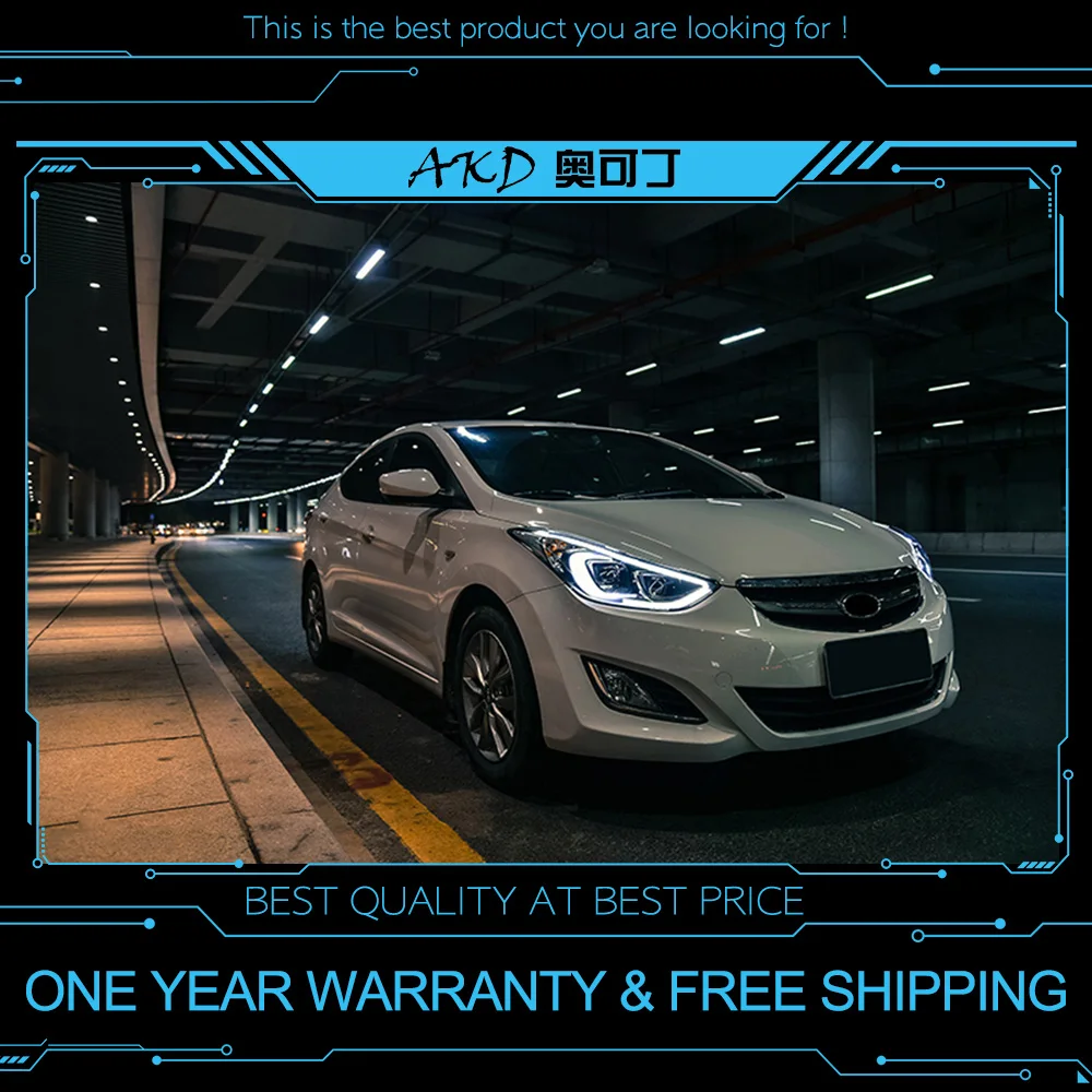 AKD Тюнинг автомобилей фары для Hyundai Elantra 2012 2016 светодиодные DRL ходовые огни