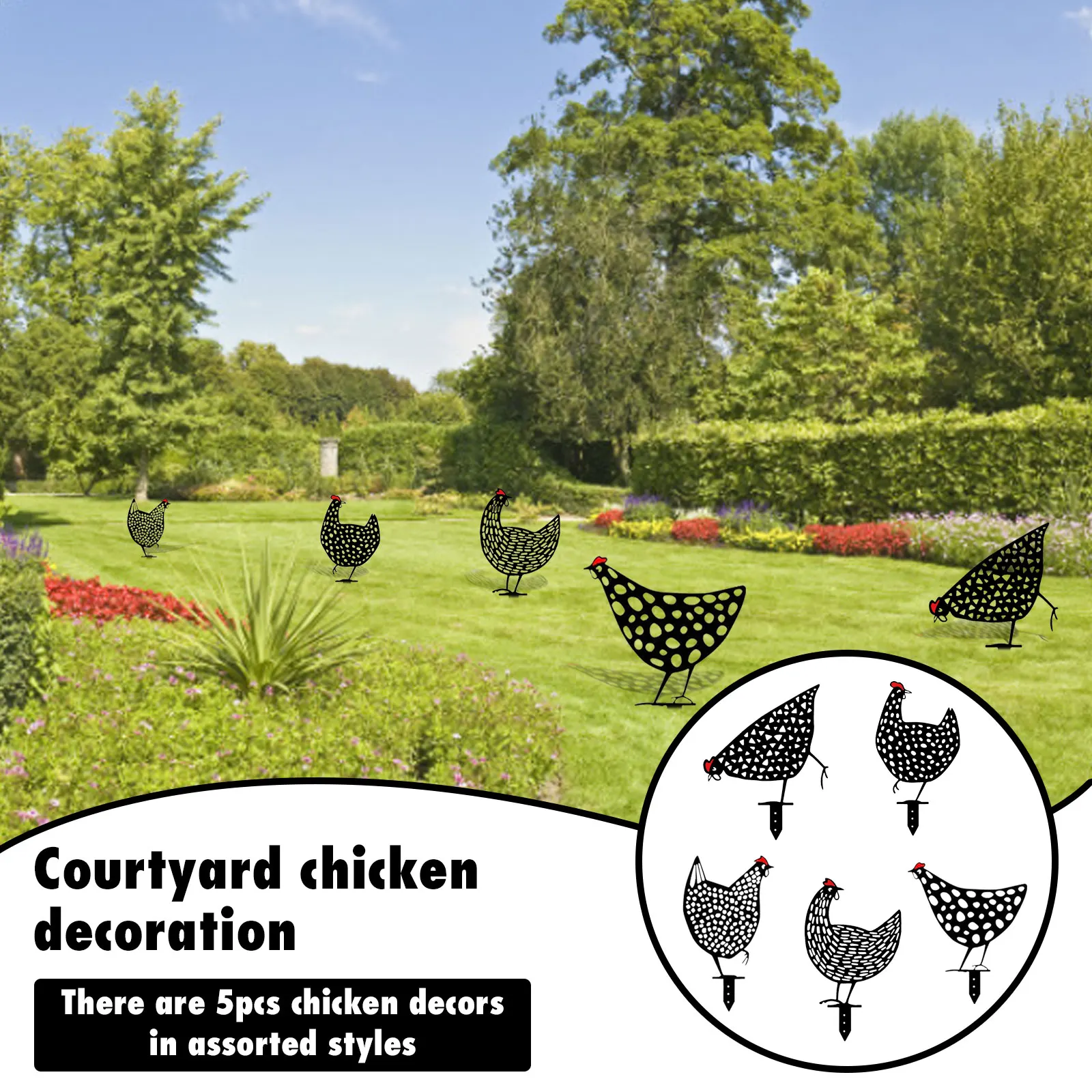 

Modern Chicken Decorations Hollow Acrylic Farm Animal Hen Stakes Ornaments for Easter Home Outdoor Yard Garden Lawn Floor Decor