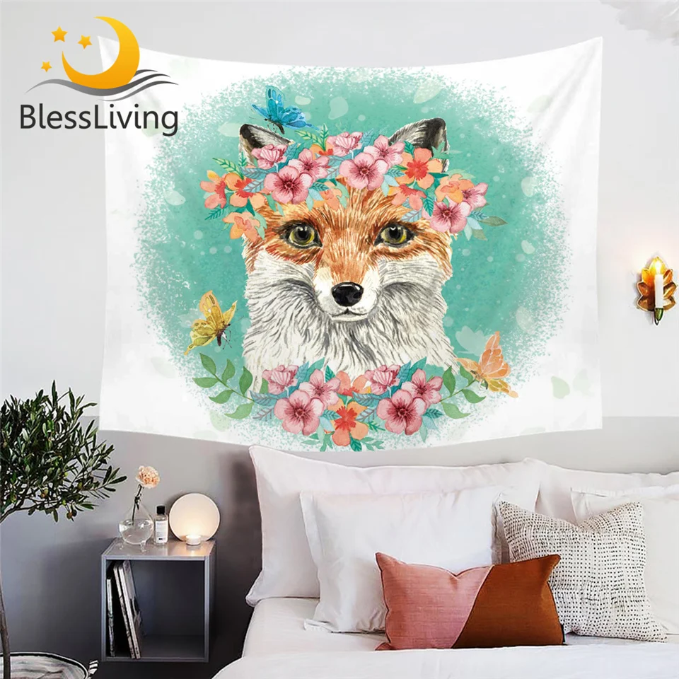 BlessLiving лиса всюду ковёр розового цвета с цветочным принтом на стене для девочек