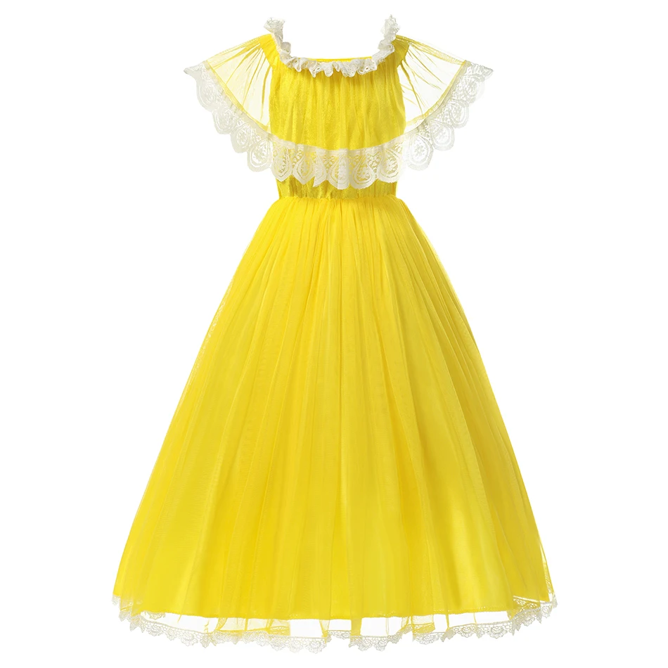 Новинка платье принцессы Белль для девочек костюмы косплея Детские Желтые
