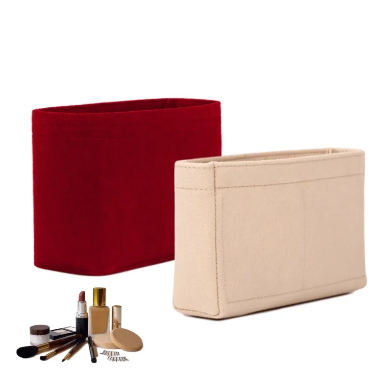 Bolsa de mano con solapa de fieltro, organizador de maquillaje, bolso de viaje, interior, port&aacute;til, para cosm&eacute;ticos, CF 2,55-2