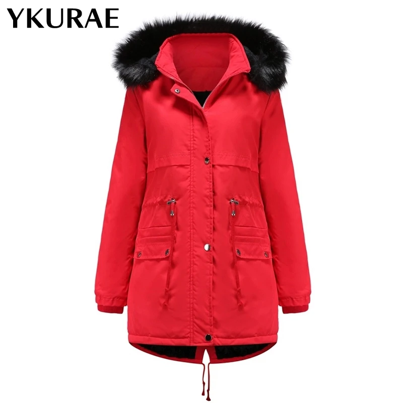 

Женская куртка, женское теплое зимнее пальто, флисовая зимняя одежда, повседневная Уличная одежда, меховое пальто с капюшоном, шапка со съем...