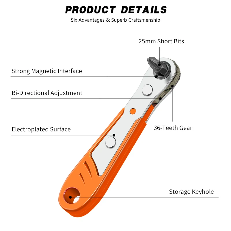 JRF Трещоточный ключ Отвертка Набор бит правый угол смещения ручной трещотки