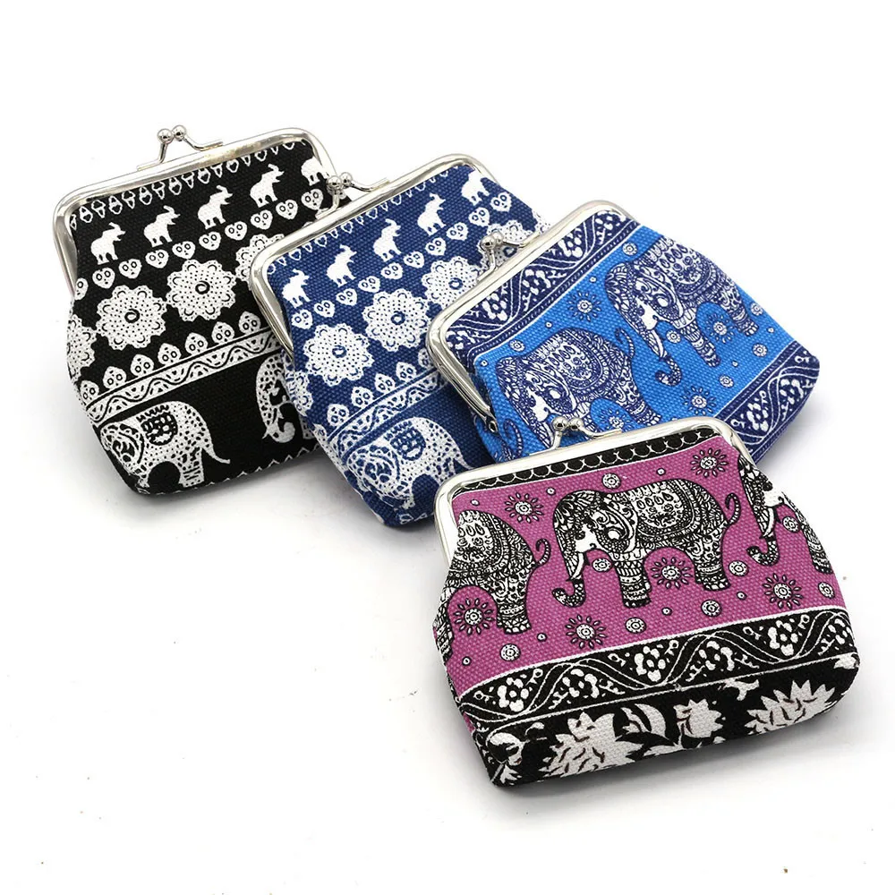 

Boho Print Purse Hasp Vintage Small Coin Purses Mini Wallet Money Key Bag Clutch Bag High Quality Canvas Purse Women Handbag