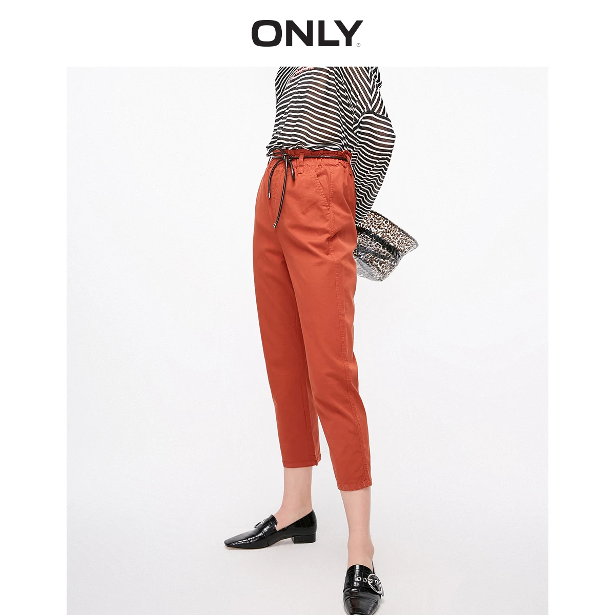 

ONLY Women's Loose Straight Fit High-rise Elasticized Waist Casual Pants | 11916J517