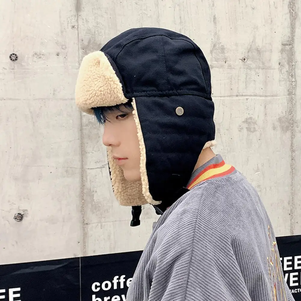 

Winter canvas Bomber Hats Russian Ushanka Waterproof Cap Headgear windproof comfortable snowboarding Trapper Hat with Ear Flap