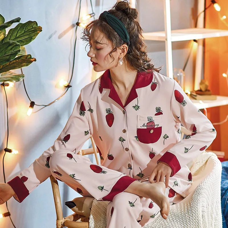 Тонкий милый костюм из чистого хлопка с длинным рукавом на весну и лето домашняя