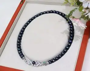 

Genuine 9-10MM Freshwater pearl Necklace pendant accessories Clasp Zircon crystal Jewellery