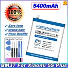 Аккумулятор LOSONCOER 5400 мАч BM37 для Xiaomi 5S plus, батарея Mi5s