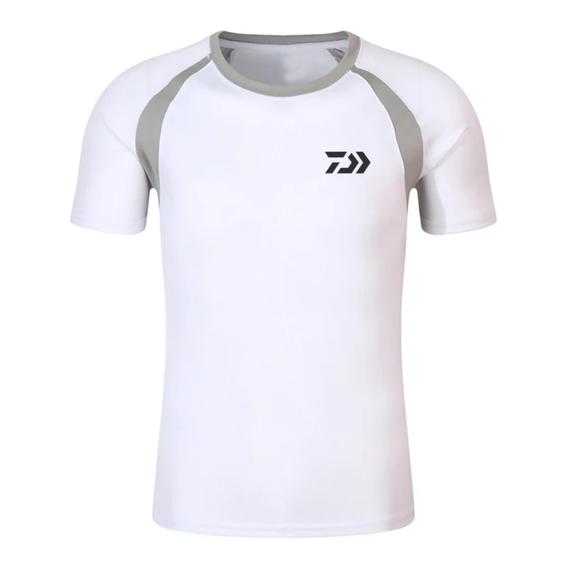 

DAIWA Short Sleeve Fishing Clothings Men Summer Black Cotton Fishing T Shirt Breathable Outdoor Sports Running Tops Jersey DAIWA