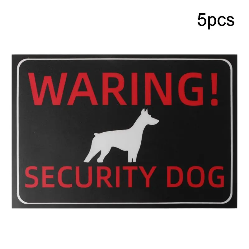 

B2RC 5pcs Univeral 30x20cm 11.8x7.8 Inches Adhesive Beware of Dog Sign for Fence Gates Sticker Wall Warning Guard Dog Signs