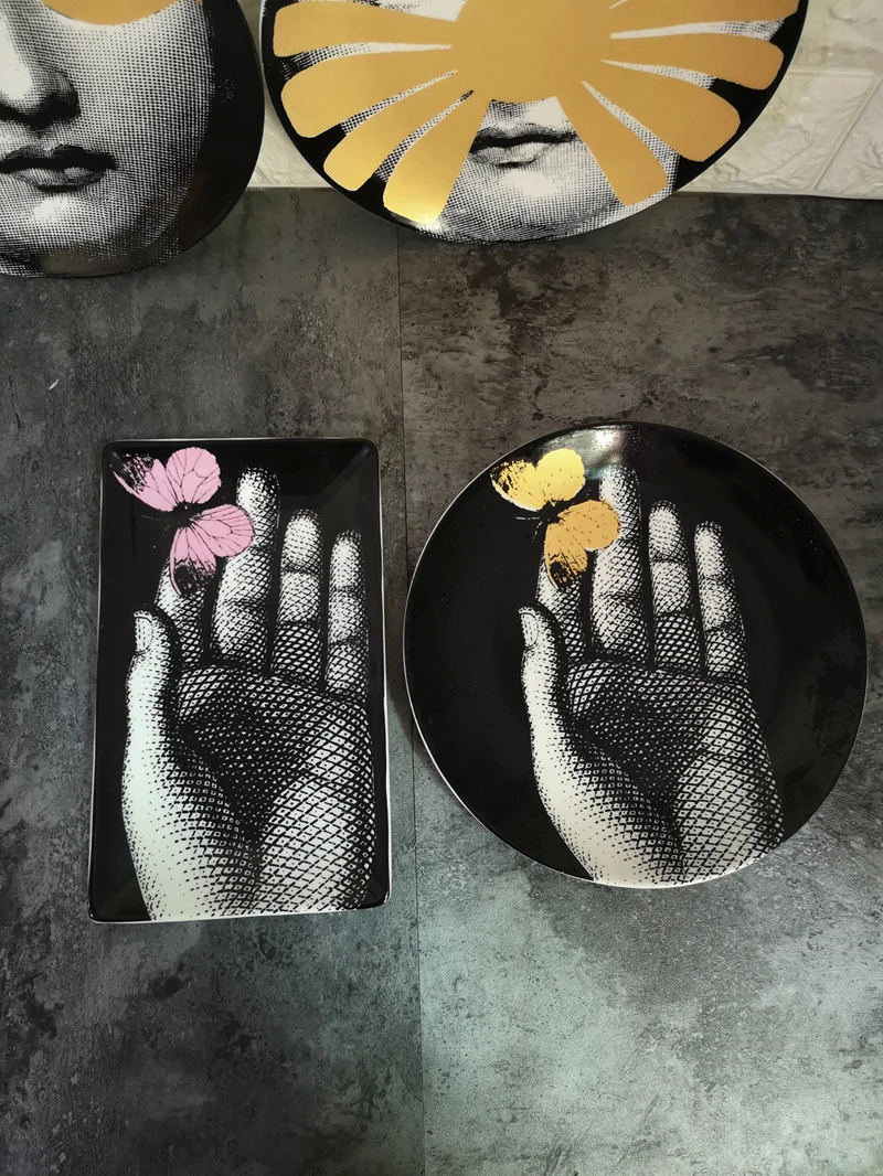 Milan rosenthal Piero fornasetti тарелки Цвет черно белый иллюстрации висит блюда по