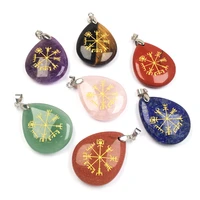 natural stones carved chakra pendants reiki amulet stone water drop shape pendant for jewelry making diy necklaces accessories