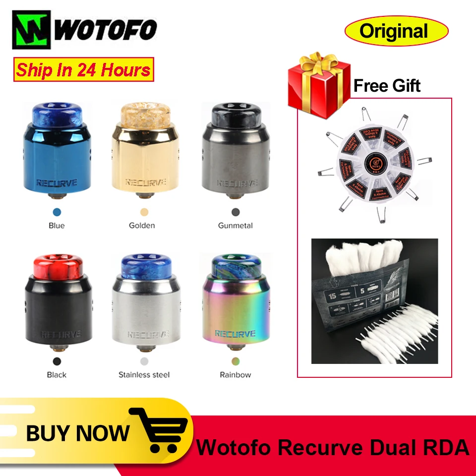 Оригинальный Wotofo Рекурсивный двойной RDA Vape бак вапорайзер атомайзер 510 810 нить с