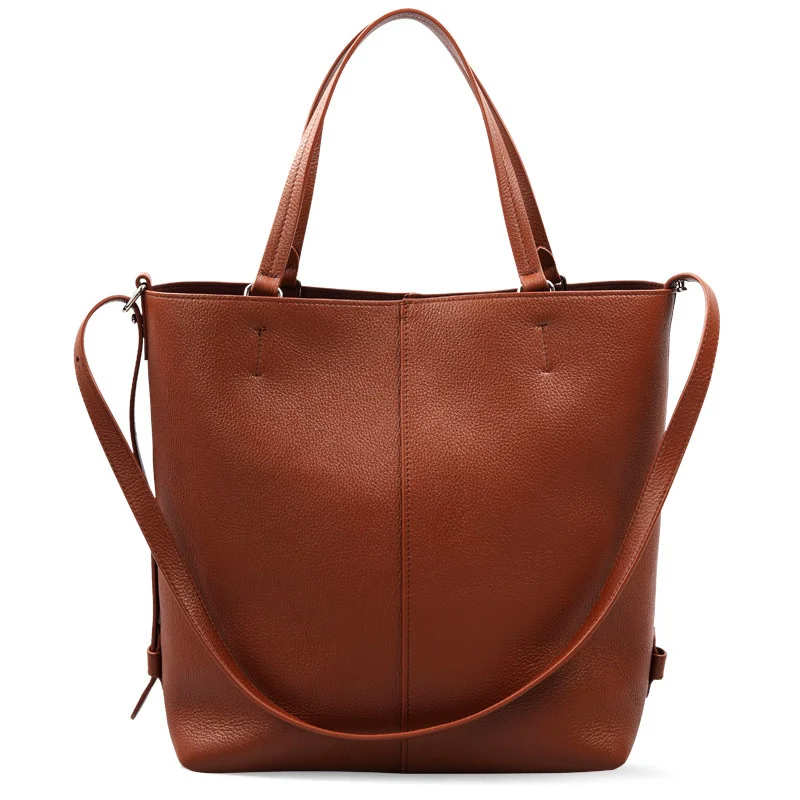 

Tote bag large capacity head leather women's bag classic solid leather computer Shoulder Bag Messenger Bag