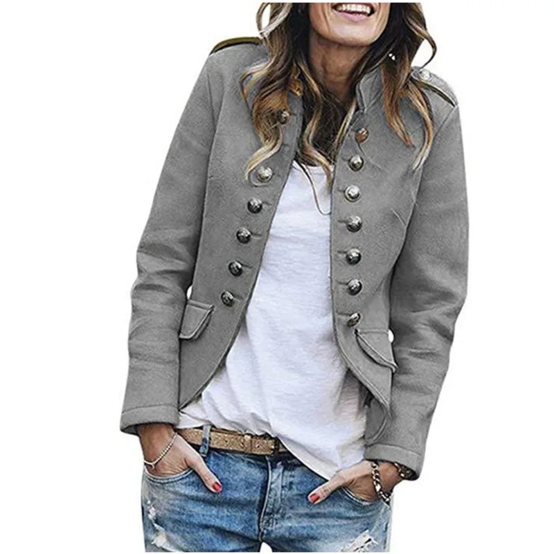 

Office Ladies Solid Blazers 2020 Women's Winter Jacket Blazer Double Breasted Long Sleeve 7 Color Plus Size 5XL Button Suit Coat