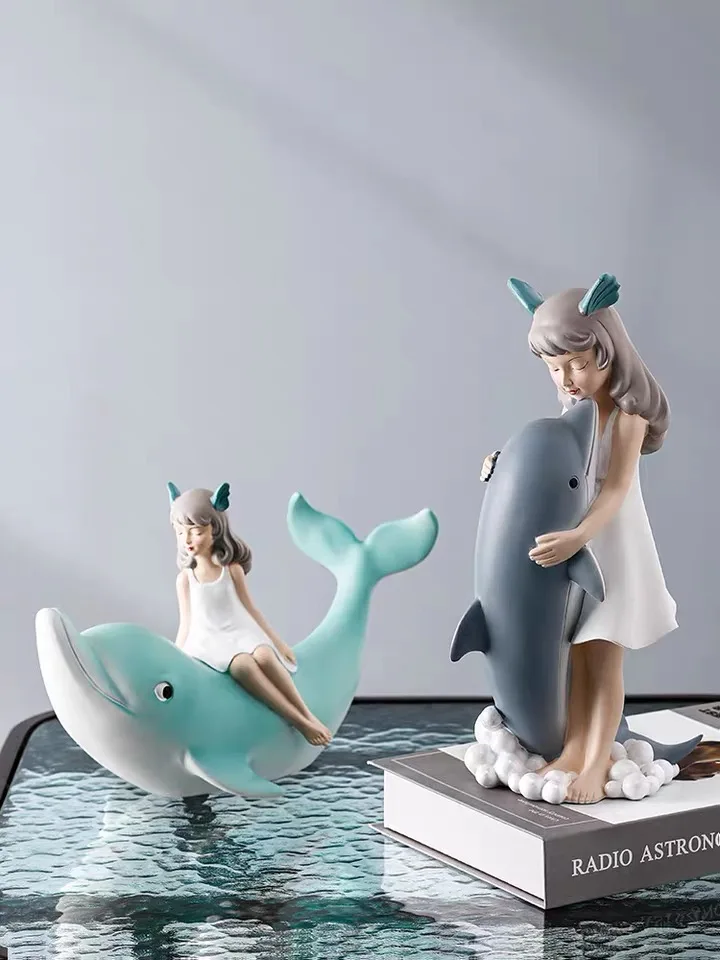 

Nordic Mermaid Resin Creative Entrance Key Storage Tray Living Room Cosmetic Nail Polish Decoration Tray Dolphin Gifts Crafts