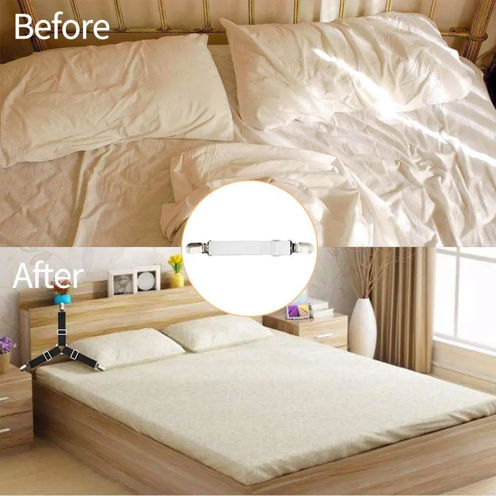 

Adjustable Heavy Duty Bed Sheet (8 Pack), Cover Grippers Suspenders Holder Band Straps Clips Fasteners