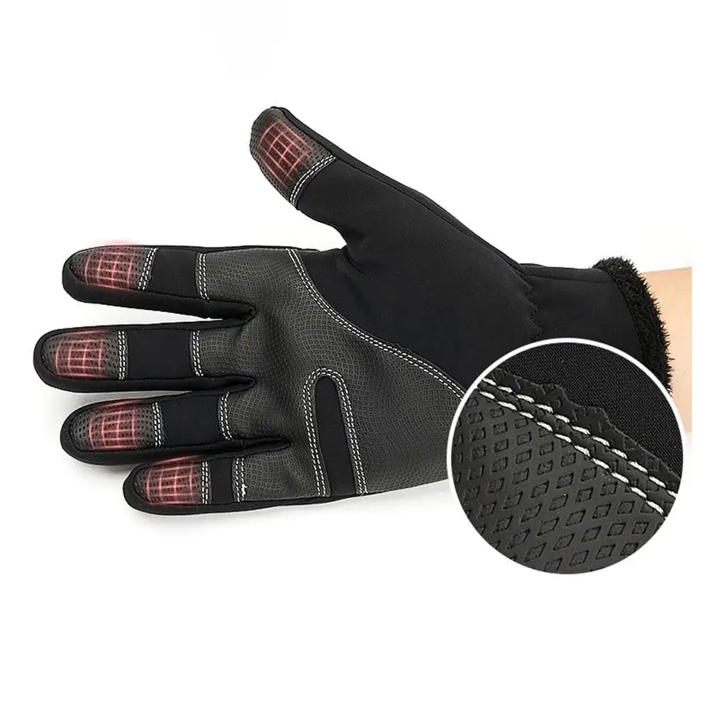 

Unisex Outdoor Waterproof Glove Winter Touch Screen Thermal Full Finger Inner Plush Skiing Gloves for Snowboard Cycling Climbing