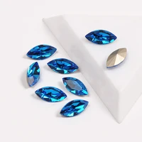 yanruo 4200 super glitter capri blue color navette shape rhinestones popular crystal glass for charms 3d nails art decorations