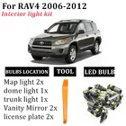 8x Автомобильные светодиодные лампы T10, внутренний комплект для Toyota RAV4 2006 2007 2008 2009 светодиодный 2010, светодиодные лампы для салона автомобиля, багажника, купольная лампа