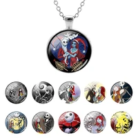 disney necklace the nightmare before christmas jack skellington sally glass dome pendant chain necklace for women jewelry j727