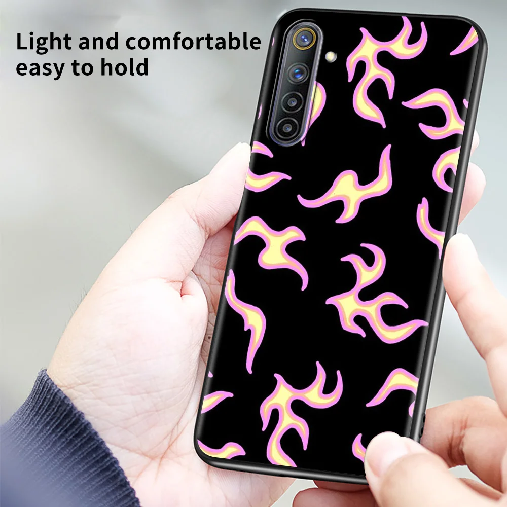 

Phone Shell For Realme V15 V13 GT Neo C25 C21 C20 C15 C11 C3 8 7 6 X50 Q2 Pro Q2i Fundas Cover Case Guscio Flame Pattern
