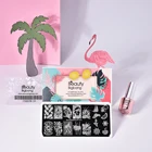 Штамповочная пластина Beautybigbang для ногтей, Трафарет Шаблон для стемпинга для нейл-арта 073, Русалка, пляжный ландшафт, ананас, лимонное изображение