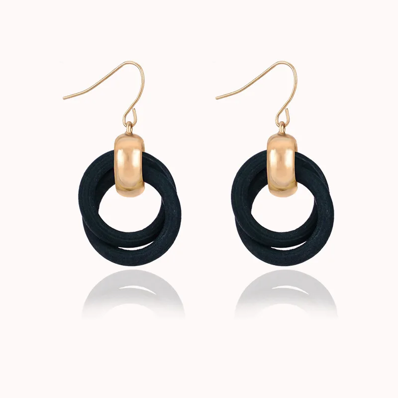 Модные двойные золотые серьги с деревянными черными и белыми дамскими