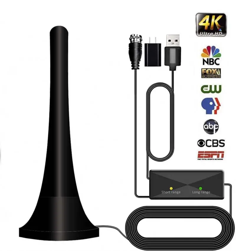 Черные HDTV-антенны на 300 миль ТВ-приемник внутренний цифровой ТВ-антенный