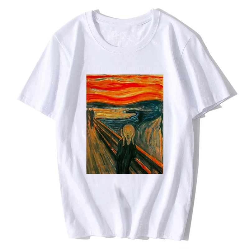 Edvard Munch Beroemde Skrik Grappige Мужская футболка Jollypeach Gloednieuwe Witte Случайная де шрев Дедпул |
