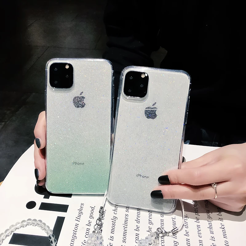 Роскошный модный градиентный Сияющий Чехол для телефона для iPhone 6, 6 S, 7, 8 Plus, 11 Pro Max, чехол, прозрачный мягкий чехол для iPhone X, XS, MAX, XR